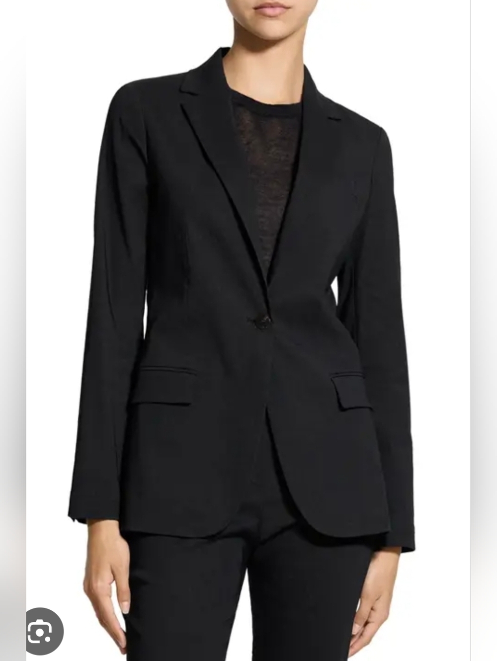 Theory Black Single-Button Tailored Women's Blazer Size 6 In Excellent Condition